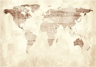 Fotobehangkoning - Behang - Vliesbehang - Fotobehang Vintage Wereldkaart - Retro kaart van de Wereld - Precious map - 150 x 105 cm