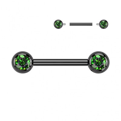 Piercing titanium steen rond intern schroefdraad 1.6x16 - zwart - LMPiercings