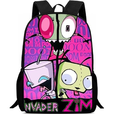Invader Cartoon Zims Gir Dib Groen Dib Robot Rugzak Mannen Vrouwen Middelbare School Wandelen Reizen Dagrugzak College Schoudertas Duurzaam