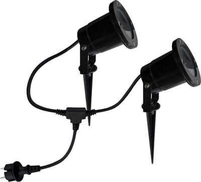 Trango 2-vlam 3074B verstraler IP65 buitenlamp *ELLA* incl. 2x 3 watt GU10 LED lamp – 3000K warm wit & 2 meter voedingskabel +1 meter als vijverspot, tuinlamp, buitenlamp, padverlichting
