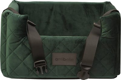 Velvet Green - Autostoel voor hond - 47x42cm - Wasbaar - Hondenmand Auto - Handgemaakt