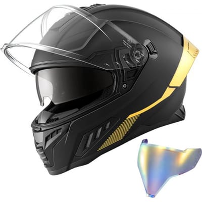 VEVOR integraalhelm met zonneklep, maat L, motorhelm met dubbel vizier, ECE 22.06 gecertificeerd, integraalhelm voor mannen en vrouwen, integraalhelm met Bluetooth-luidsprekercompartiment, bromfietshelm
