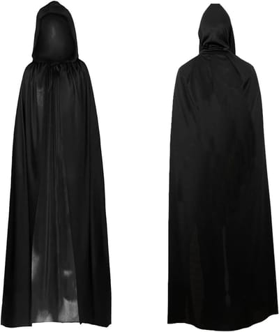Kinderen Cape met Kap voor Halloween, Magische Vampier Cape, Zwarte Cosplay Cape voor Feestjes en Prom, Geschikt voor Volwassenen en Kinderen (140 cm)