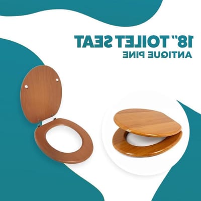 Toiletbril Universele Houten MDF Grenen 18 inch - Ovaal - Verstelbaar - Ronde Toiletbril - Vervanging Badkamer Seat