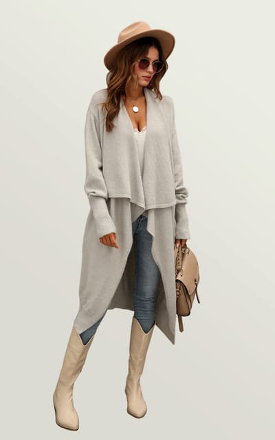 Grijze dikke plooien oversized cardigan