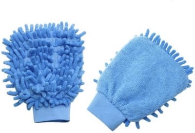 Knaak Microvezel Autowashandschoen - Set van 2 - Blauw - Auto Wassen & Drogen - Zachte Microfiber Washandschoen