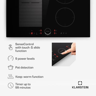 Inductie Kookplaat - Elektrisch fornuis Kooktafel - Snel Koken - ThermoBoost Functie - 70cm 4 zones - Zwart