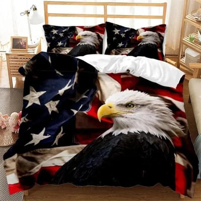 Nationale Vlag Dekbedovertrek Collectie King Size Creatieve Amerikaanse Vlag Beddengoed Collectie Voor Tieners Volwassenen Microvezel Enkele Dubbele Dekbedovertrek AU Double(180x210cm)