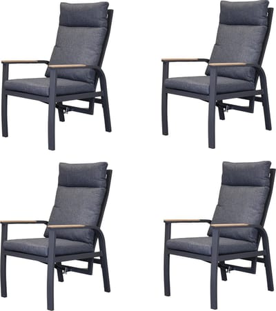 Kota dining tuinstoel verstelbaar antraciet aluminium set van 4