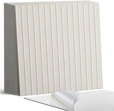 Coloray Plaktegels - Verticale textuurstrepen Zelfklevende Tegels - 20 cm x 20 cm - Beige Plaktegels - 20 stuks - Vierkant PVC Tegels - Plaktegels Badkamer - Plaktegels Vloer - Vinyl Tegels - Wandtegel Zelfklevend