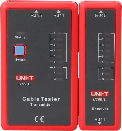 Uni-T Netwerk Kabeltester - RJ45 (8P8C) + RJ11 (6P4C) - UT681L - Rood