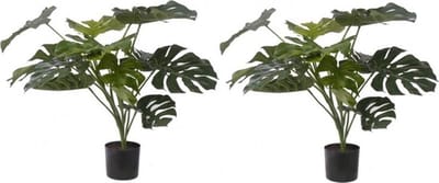 2x Groene Monstera kunstplant 85 cm voor binnen - Kunstplanten/nepplanten