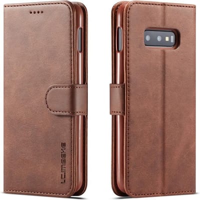 LC.IMEEKE Luxe Book Case - Geschikt voor Samsung Galaxy S10e Hoesje - Donkerbruin