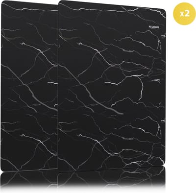 NAZROM® Inductie Beschermer – Stijlvolle Set Panbeschermers Voor Kookplaat – Inductie Mat Voor Elk Formaat Inductie Kookplaat En Kookzone - Bescherming Tot 300°C - maat 24x34 cm - Geschikt voor Booster Functie - Verbeterde Versie - Marmer