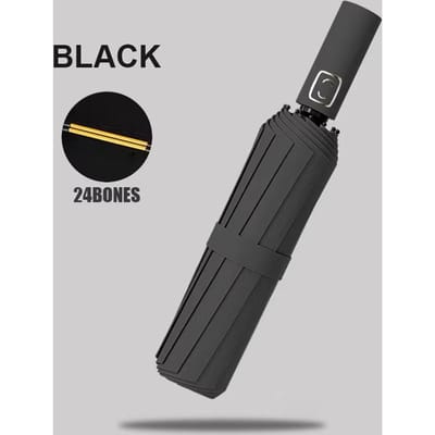 Nieuwe Super Sterke Winddichte Automatische Paraplu Zonnescherm Uv 12K Ribben 105cm Diameter Bescherming Outdoor Regenkleding Draagbare Paraplu black