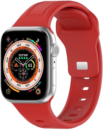 By Qubix - Geschikt voor Apple Watch bandje - Square siliconen band - Rood - Geschikt voor Apple Watch 44mm / 45mm / 46mm / 49mm (Ultra 1,2 en 3)
