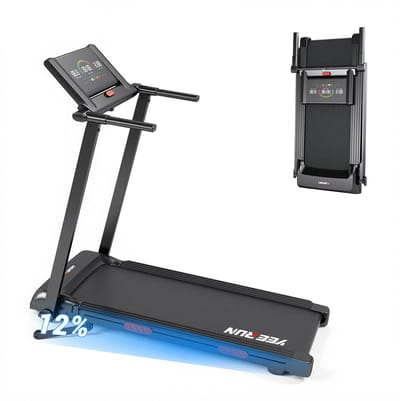 YEE RUN Loopband - Inklapbaar Loopband - 12% Elektrische Hellingsverstelling - Hardloopband - 1-8 km/u Snelheidsbereik - Wandelband - Treadmill - 120 KG Draagvermogen - 12 Programma's - voor thuis & kantoor