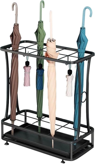 Paraplubak Entree - Parapluhouder Hal - Entree Organiseren - Afneembare Lekbak - 48x24x60cm - Zwart