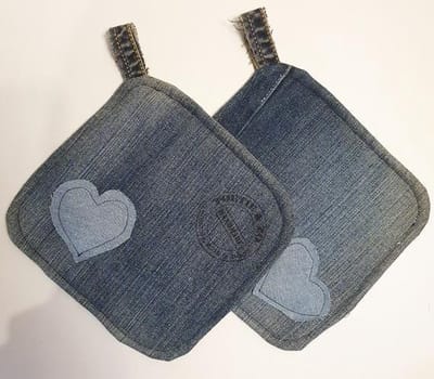 Toetie & Zo Handgemaakte Pannenlappen Jeans, spijkerstof, denim