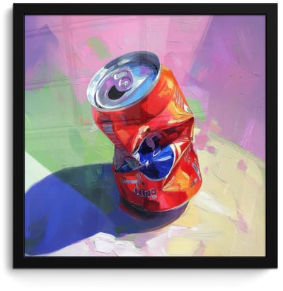 Poster in lijst - Fotolijst 40x40 cm - Posters - Frisdrank - Blik - Paars - Posterlijst zwart - Decoratie - Wanddecoratie woonkamer - Muurdecoratie slaapkamer