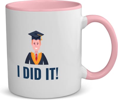 Akyol - i did it! koffiemok - theemok - roze - Geslaagd - iemand die is geslaagd - gelukt - gefeliciteerd - examen - school - diploma gehaald - cadeau - kado - geschenk - gift - 350 ML inhoud