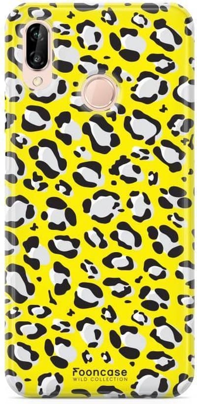 Fooncase Hoesje Geschikt voor Huawei P20 Lite - Shockproof Case - Back Cover / Soft Case - Luipaard / Leopard print / Geel