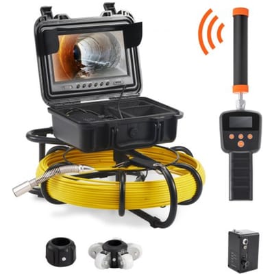 VEVOR Pijpcamera 50m, 9 inch 720P Inspectiecamera Rioleringscamera met 512Hz Locator, 12V 4500mAh Lithiumbatterij IP68 Endoscoopcamera voor Rioleringen, Afvoeren en Afvalwatersystemen