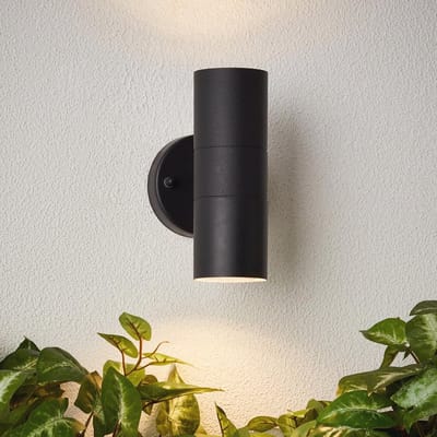 Buitenwandlamp LED met glazen bescherming - 2-vlam wandlamp IP44 - 17 cm hoog voor tuin en carport