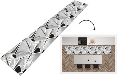 Keukenloper - Loper keuken - Patroon - Abstract - Zwart Wit - 300x50 cm - Keukenloper vinyl