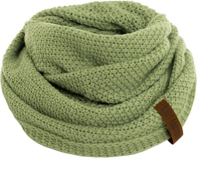 Knit Factory Coco Gebreide Colsjaal - Ronde Sjaal - Nekwarmer - Wollen Sjaal - Groene Colsjaal - Dames sjaal - Heren sjaal - Unisex - Sage Green - One Size