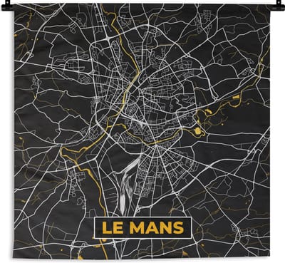 Wandkleed - Wanddoek - Kaart – Plattegrond – le Mans - Frankrijk – Stadskaart - 180x180 cm - Wandtapijt