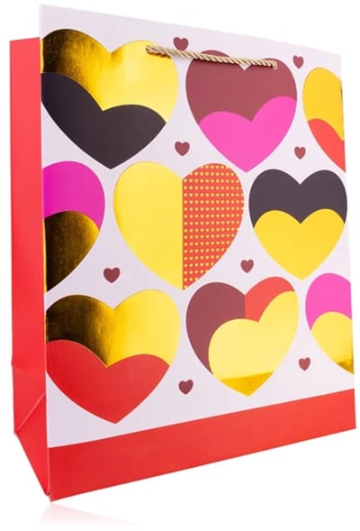 Cadeautas L - Luxe A4 Geschenktas met Hartjes - Cadeauzak - Geschenkzak - 26cmx10cmx32cm