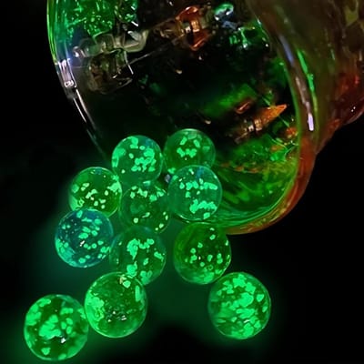 Set van 20 kleurrijke glazen ballen voor kinderen, fosforescerend pinball speelgoed, 16 mm marmerballen, ideaal voor spelletjes en decoratie
