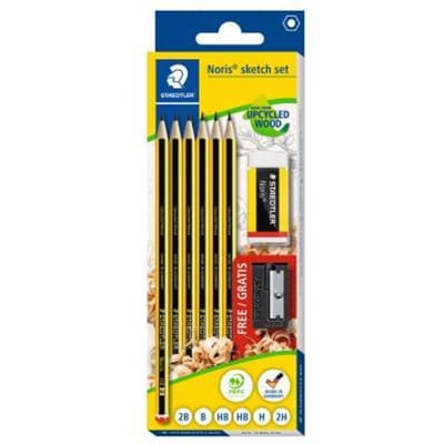 Staedtler Noris Sketch Set 6 grafietpotloden met gum + slijp Schrijfgerief Schrijfgerief
