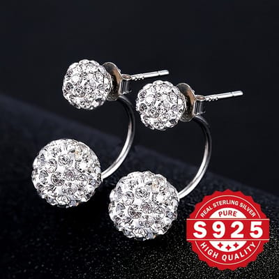 Sjika - S925 Sterling Zilveren Oorbellen Set – Kristallen Stud Oorbellen & Ear Cuff – Dames - Cadeau