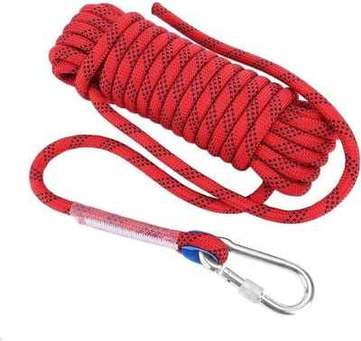 Duurzame Paracord Klimtouw voor Outdoor Activiteiten, Kamperen, Reddingsoperaties, 12 mm, Rood, Verkrijgbaar in 10 m en 20 m met Haken