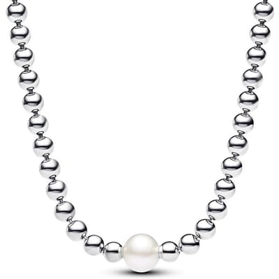 Originele Behandelde Zoetwater Cultuurparel & Kralen Collier Ketting Voor Vrouwen 925 Sterling Zilveren Kraal Bedel Doe-het-zelf Sieraden white