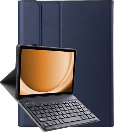 Hoes Geschikt voor Samsung Galaxy Tab A9 Hoes Toetsenbord Hoes Case Book Cover Hoesje - Hoesje Geschikt voor Samsung Tab A9 Keyboard Hoes - Donkerblauw