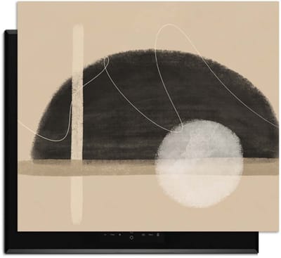 KitchenArt - Sand Dusk – Japandi Inductie Beschermer - 52x35 cm - Kookplaat Beschermer - Luxe Afdekplaat Inductieplaat - Anti-slip & Oprolbaar - Beschermmat Inductiekookplaat