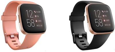 Strap-it Bundel van 2 Siliconen Bandjes - Geschikt voor Fitbit Versa / Versa 2 Maat: S - Zwart & Grapefruit - Sportbandje - Sportarmband - Siliconen Band - Waterbestendig & zweetbestendig