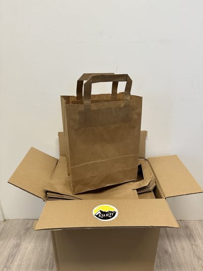 KURTT - Papieren draagtas / papieren tassen 22 + 10 x 28 cm bruin, 25 stuks - met video