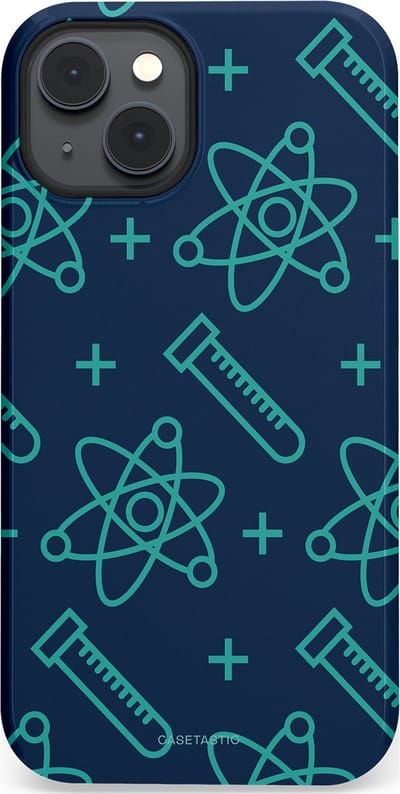 Casetastic hoesje geschikt voor Apple iPhone 14 Plus - MagSafe - Dubbellaagse bescherming - Atomen Creaties - Fashion Case - Donkerblauw Turquoise