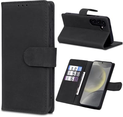 Casemania Echt Leren Hoesje Geschikt voor Samsung Galaxy A55 - Charcoal Gray - Leer Wallet Bookcase - Portemonnee Telefoonhoesje met Pasjeshouder