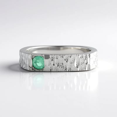 Cavill - Zilveren ring 925 Sterling zilver geplatineerd met 0 142 ct ronde Russische smaragd - moderne elegante ring dames 7288CG