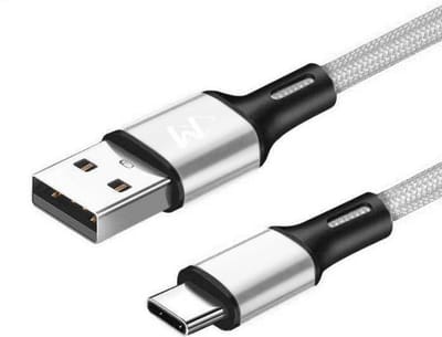 USB-C Data- en Laadkabel - 2.4A Snellader Kabel - Fast en Quick Charge Oplaadkabel - Type C Naar USB-A - Oplaadsnoer Telefoon - Laptop - Gevlochten Nylon – Zilver – 1 Meter - Wilsem ®