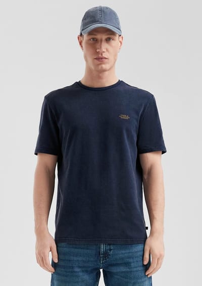 T-shirt met ronde hals gekleurd en gewassen met voor- en achterkant print QS