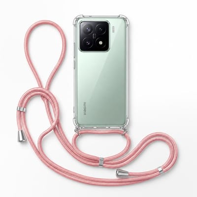 Geschikt voor Xiaomi 15 5G Hoesje met Koord - Transparant - Verstelbaar Nekkoord - Schokbestendig - Rosegoud
