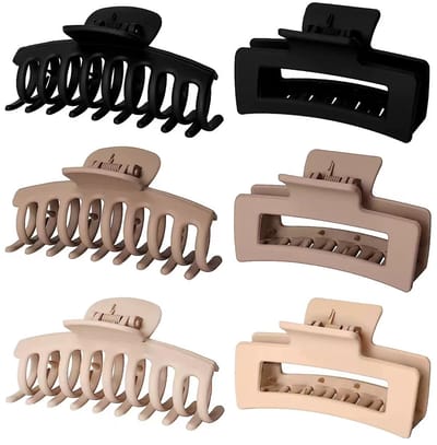 Set 6 Haarklemmen groot voor dik haar - Bruin - Zwart - Beige - Goede Kwaliteit - 10.8 cm - Perfect Als Cadeau - Haaraccessoires