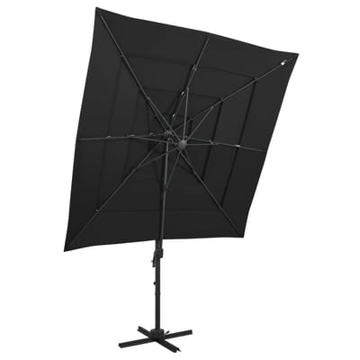 vidaXL - Parasol - 4-laags - met - aluminium - paal - 250x250 - cm - zwart