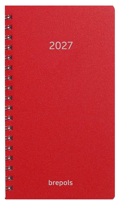 Brepols agenda 2027 - NOTAVISION [0.754] - POLYPROP - Zakagenda - 1 week op 2 pagina's - Weekoverzicht - Wire-O - Rood - 8.9 x 16 cm